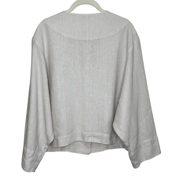 Velvet by Graham & Spencer Jacket Small Beige 100% Linen Button Front Lagenlook - Picture 2 of 7